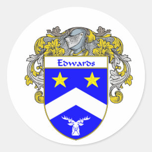 Pegatina Redonda Edwards Coat of Arms (Mantled)