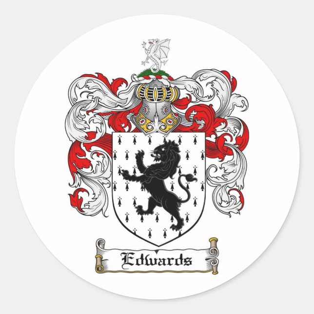 PEGATINA REDONDA EDWARDS FAMILY CREST - EDWARDS COAT OF ARMS (Anverso)
