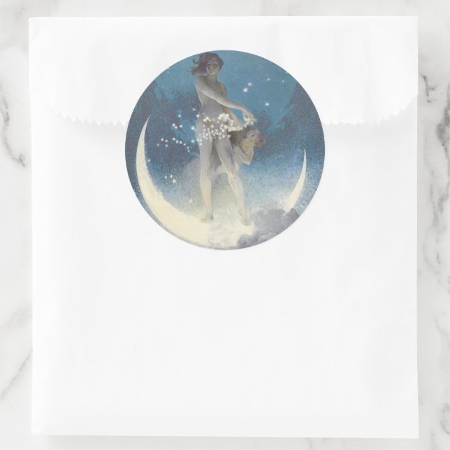 Pegatina Redonda Edwin Blashfield Stars dispersando Art Nouveau (Bolso)