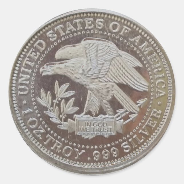 Pegatina Redonda EE.UU. 0.999 Ounce de Ronda Plata (Anverso)