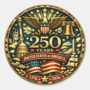 Pegatina Redonda EE. UU. 250 Aniversario 1776 - 2026