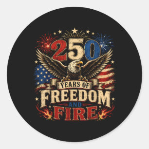 Pegatina Redonda EE. UU. 250 Años Cuatro De Julio Patriótico 1776