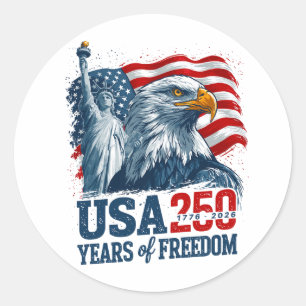 Pegatina Redonda EE. UU. 250 Semiquincentenario de América Libertad
