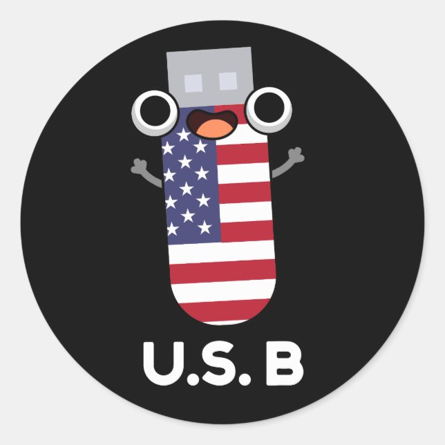 Pegatina Redonda EE.UU. B Funny Estados Unidos Pun Dark BG (Anverso)