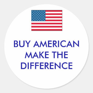 Pegatina Redonda ee.uu., COMPRE A AMERICANO HACER LA DIFERENCIA