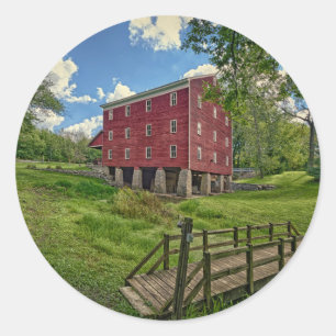 Pegatina Redonda EE. UU., Indiana, Cutler. Adams Mill