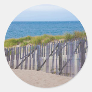 Pegatina Redonda EE. UU., Massachusetts. Dunas y camino