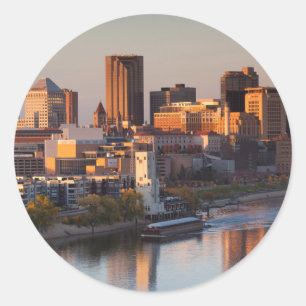 Pegatina Redonda EE.UU., Minnesota, Minneapolis, St. Paul 3