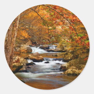 Pegatina Redonda EE. UU., Tennessee. Rushing Mountain Creek