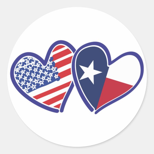 Pegatina Redonda EE.UU.-Texas-Flag-Heart (Anverso)