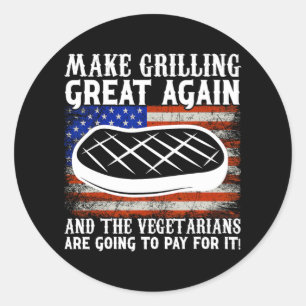 Pegatina Redonda Ee. Uu. Trump Bbq Barbecue.