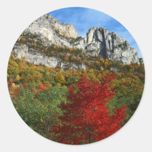 Pegatina Redonda EE. UU., Virginia Occidental, Spruce Knob-Seneca R