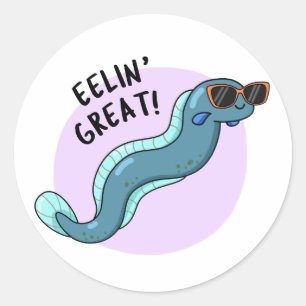 Pegatina Redonda Eelin Great Funny Slippery Eel Pun