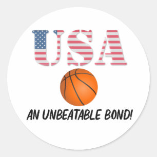 Pegatina Redonda EEUU y baloncesto - ¡Bono insuperable!