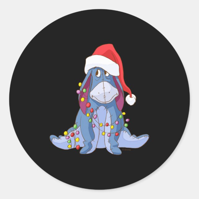 Pegatina Redonda Eeyore Santa Claus  (Anverso)