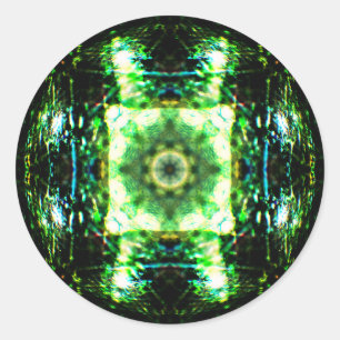 Pegatina Redonda Efecto de cristal detallado Mandala