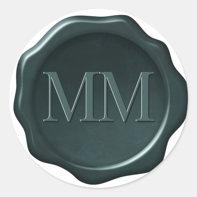 Pegatina Redonda Efecto de sellado de cera, VERDE EMERALD, (Anverso)