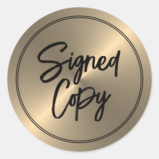 Pegatina Redonda Efecto dorado, firma del libro "Copia firmada" del (Anverso)