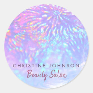 Pegatina Redonda Efecto holográfico falso azul púrpura