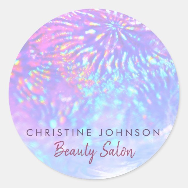 Pegatina Redonda Efecto holográfico falso azul púrpura (Anverso)