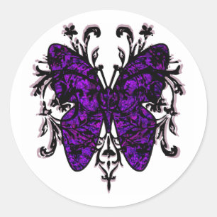 Pegatina Redonda Efecto mariposa (púrpura)