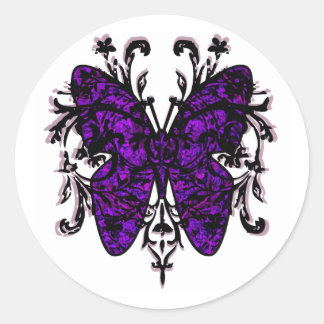 Pegatina Redonda Efecto mariposa (púrpura)