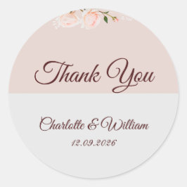 Pegatina Redonda Efectos suaves de morado y gris con flor