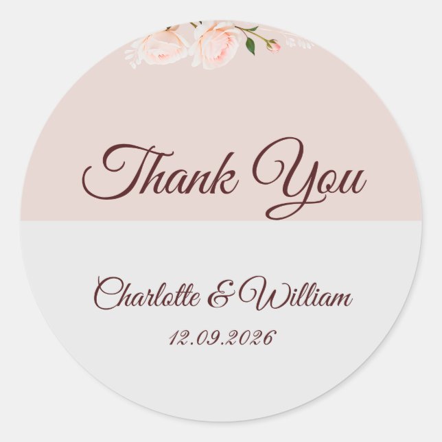 Pegatina Redonda Efectos suaves de morado y gris con flor (Anverso)