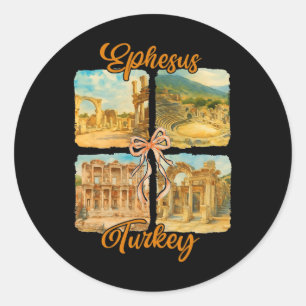Pegatina Redonda Efes Turquía Viaje Coqueta Efes Recuerdo