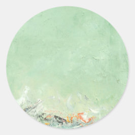 Pegatina Redonda Effervesía - arte abstracto minimalista verde