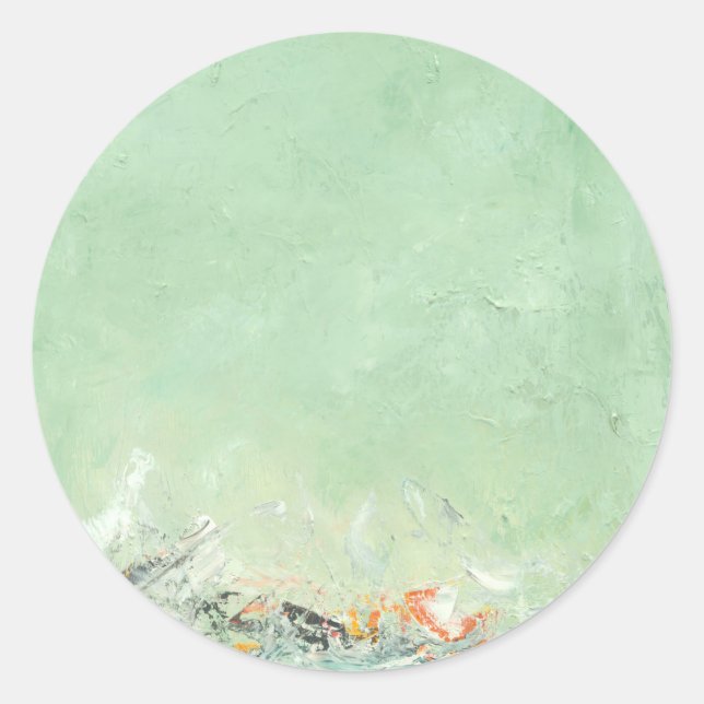 Pegatina Redonda Effervesía - arte abstracto minimalista verde (Anverso)