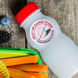 Pegatina Redonda Egg Alergia con número de emergencia del cliente