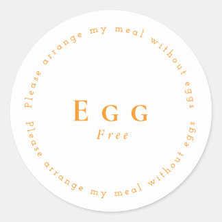Pegatina Redonda Egg-Free Request Sticker, White - Orange