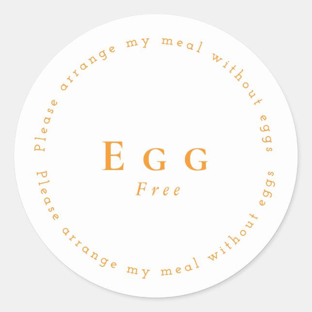 Pegatina Redonda Egg-Free Request Sticker, White - Orange (Anverso)