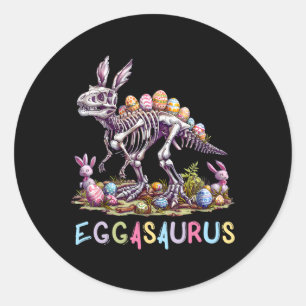 Pegatina Redonda Eggasaurus Pascua Estegosaurus Dinosaurios Niños T