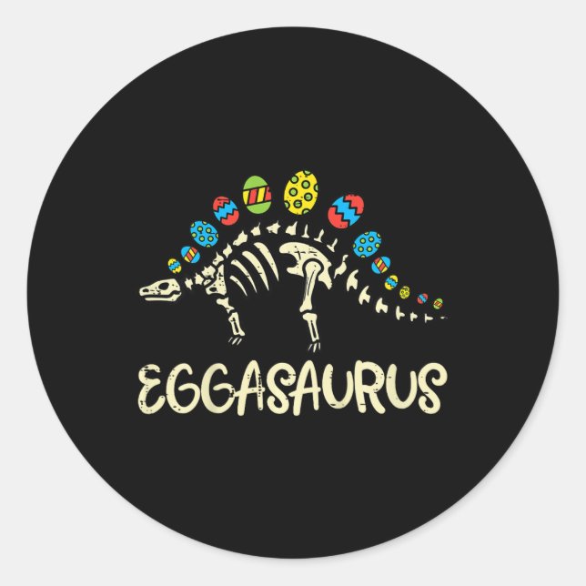 Pegatina Redonda Eggasaurus Pascua Estegosaurus Dinosaurios Niños T (Anverso)
