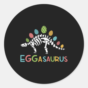 Pegatina Redonda Eggasaurus Pascua Stegosaurus Dinosaurio Niños T