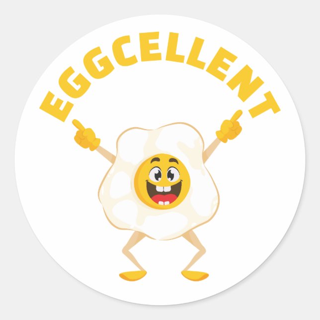 Pegatina Redonda Eggcellent Cute Funny Sonriendo Egg (Anverso)