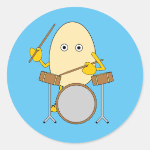 Pegatina Redonda Egghead Drummer