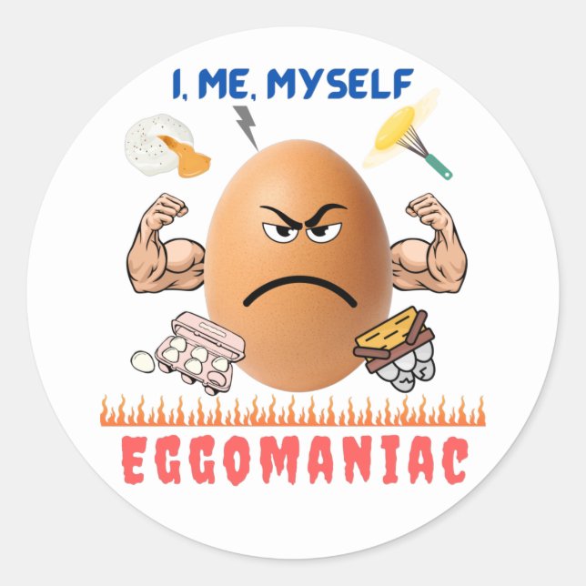 Pegatina Redonda Eggomaniac - ¡El Huevo Badass! | Feliz Pascua Grac (Anverso)