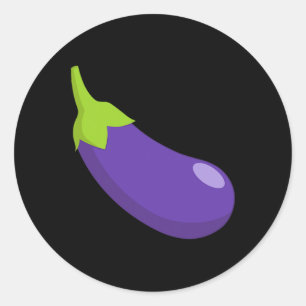 Pegatina Redonda Eggplant Y Peach Pareja Icono Emoticon C