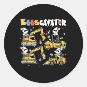 Pegatina Redonda Eggscavator Semana Santa Caza Caza Camiones De Con
