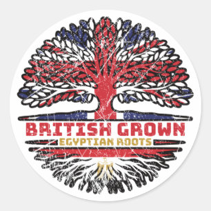 Pegatina Redonda Egipto Árbol británico del Reino Unido