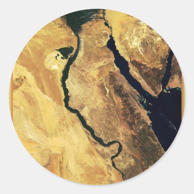 Pegatina Redonda Egipto desde el espacio ultraterrestre (Anverso)