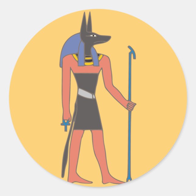 Pegatina Redonda Egipto divinidad Anubis egypt deity (Anverso)