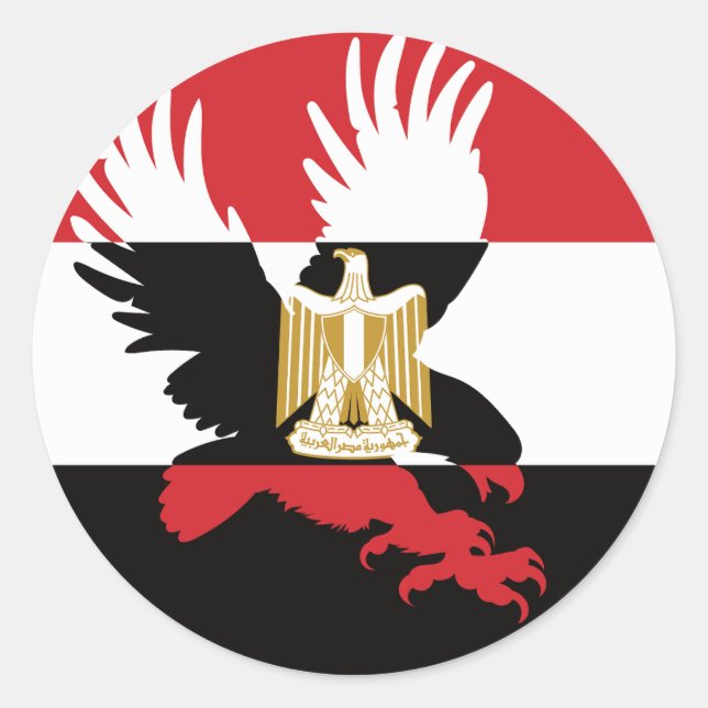 Pegatina Redonda Egipto Estepa Águila Bandera Nacional Animal Egipc (Anverso)