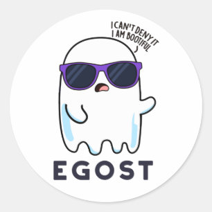 Pegatina Redonda Egost Funny Halloween Ego Ghost Pun