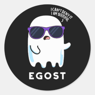Pegatina Redonda Egost Funny Halloween Ego Ghost Pun Dark BG