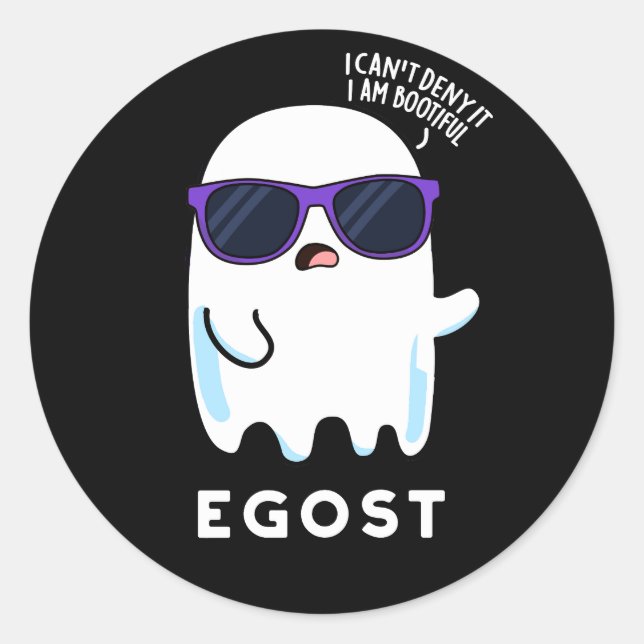 Pegatina Redonda Egost Funny Halloween Ego Ghost Pun Dark BG (Anverso)