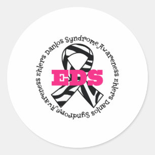 Pegatina Redonda Ehlers Danlos Syndrome Awareness Ribbon